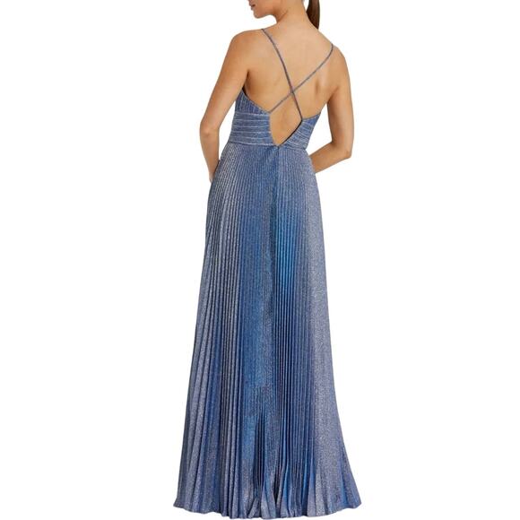 MAC DUGGAL 30725 Black Shimmer Pleated V-Neck Gown Size 20 New w/ Tag MSRP $398 - Picture 7 of 12